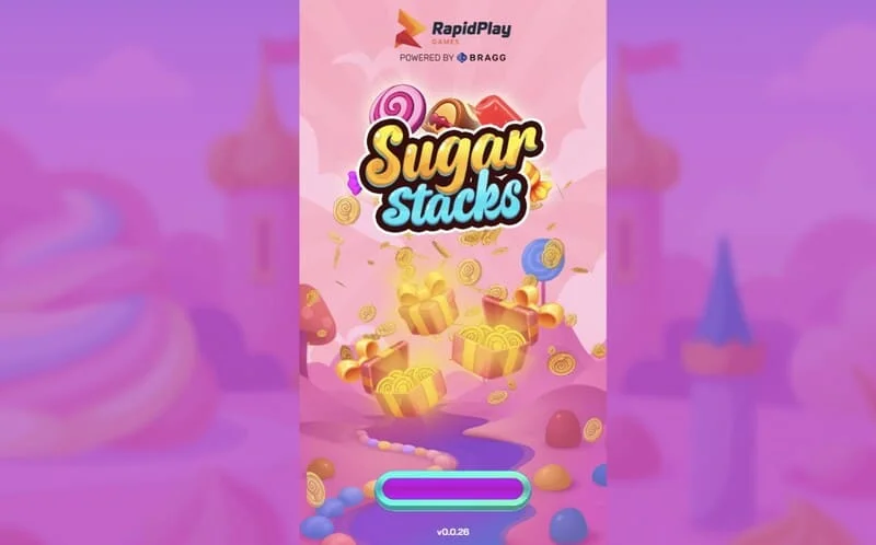 Sugar Stacks - Ladebildschirm mit dem RapidPlay Games Logo